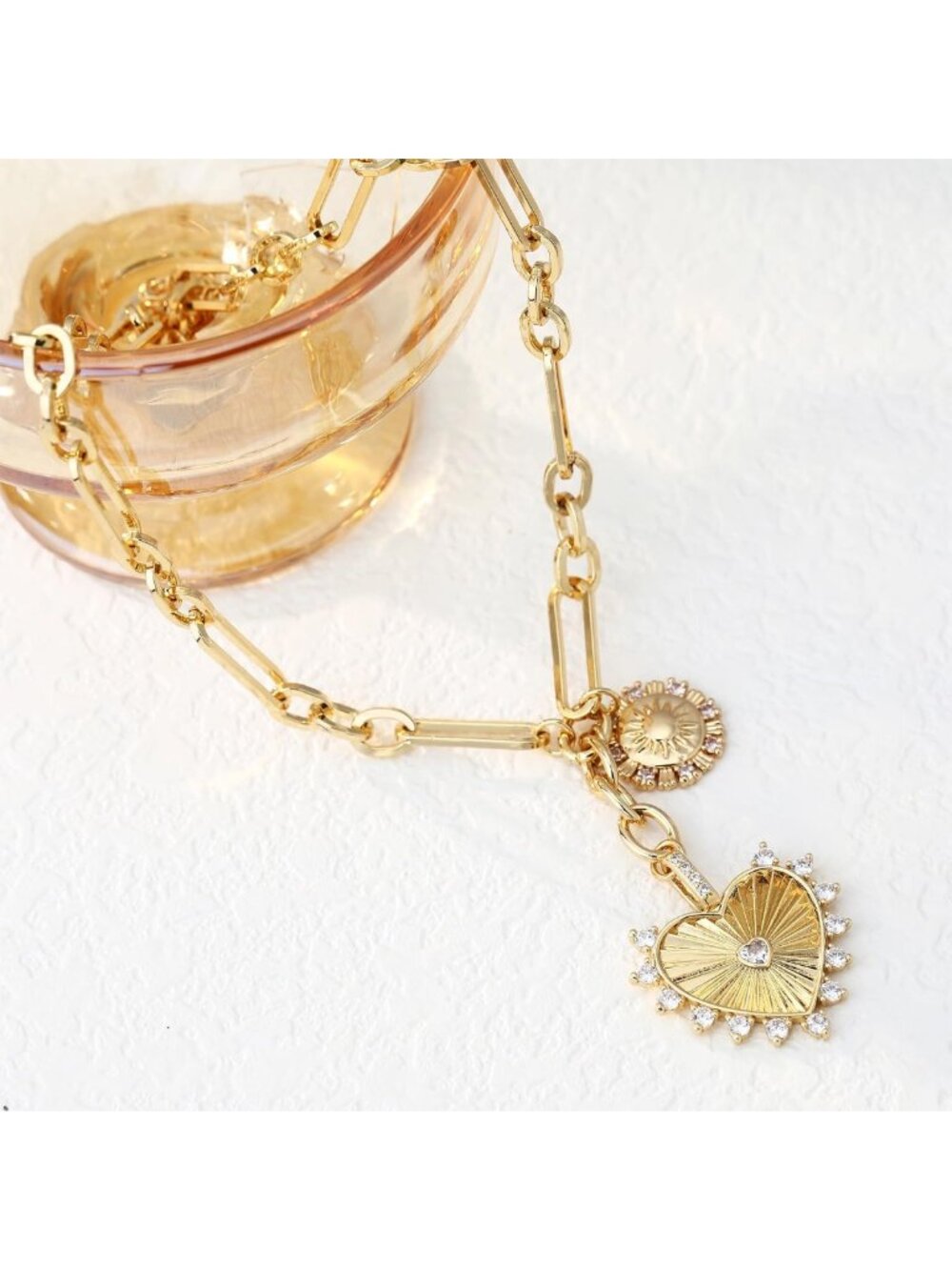 Chunky Gold Heart Necklace for Women, 18K Waterproof Statement Choker Jewelry - Picture 8 of 8